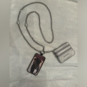 Silver Chain Lanyard with Card Holder and Pouch